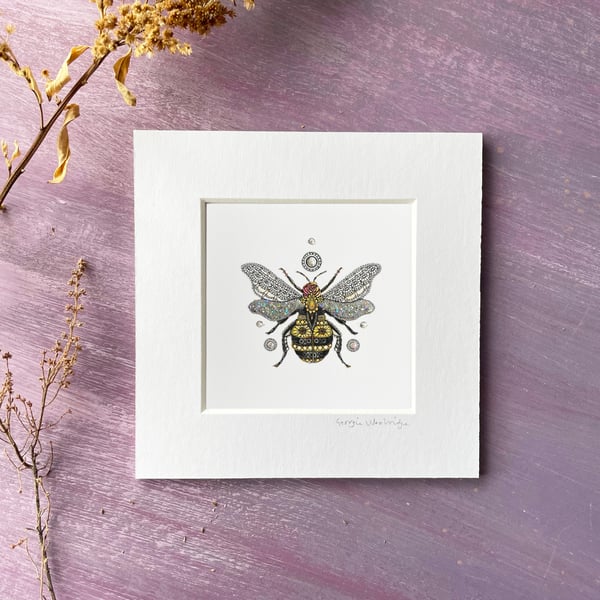 'Beejewelled' 5" x 5" Mounted Print