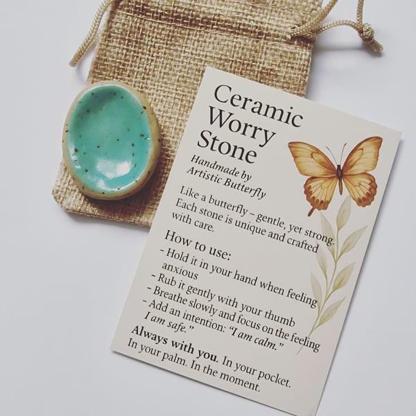Handmade Worry Stone – Blue-Green  