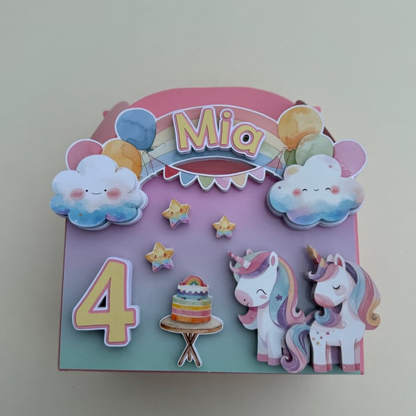 6 Personalised Unicorn party boxes, party bags