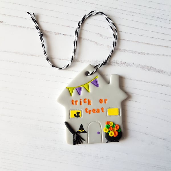Trick or Treat hanging decoration OR Magnet, Handmade,Halloween