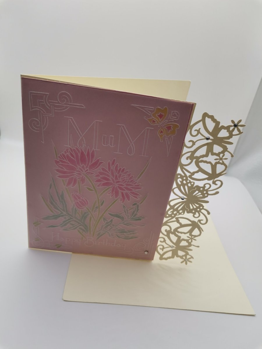Hand Embossed Flower Mum Birthday Card