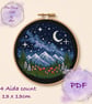 Mountain night counted cross stitch pattern Emailed pdf