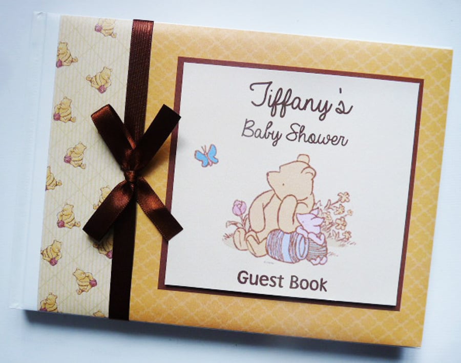 Classic Winnie the pooh unisex baby shower guest book