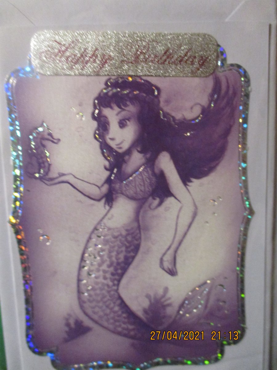 Happy Birthday Mermaid and Seahorse Card
