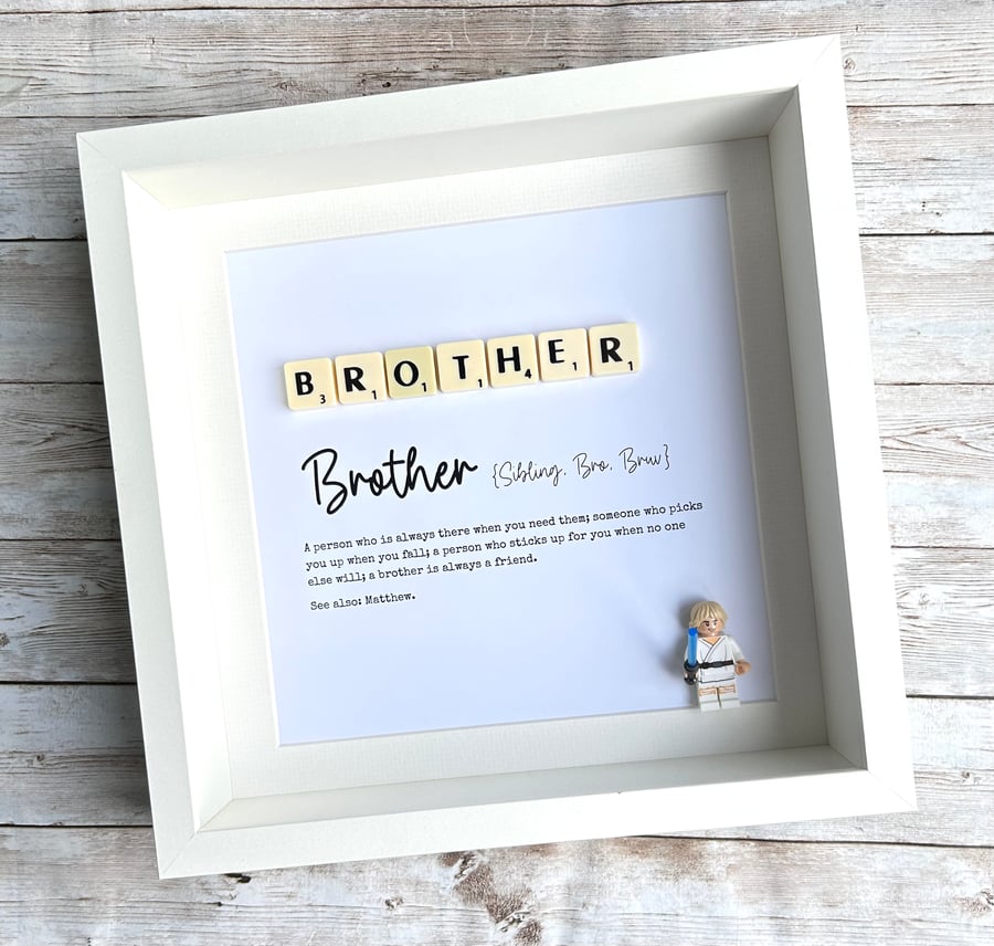 Brother Scrabble Minifigures Frame Personalised 