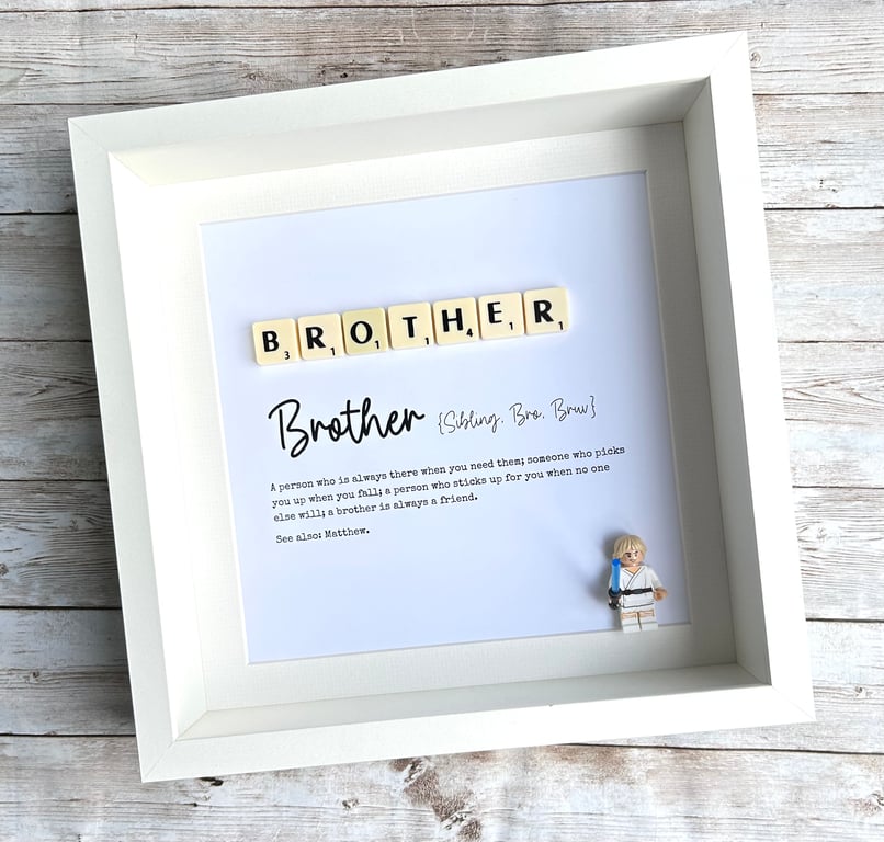 Brother Scrabble Minifigures Frame Personalised 