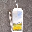 Spring Fields. Bookmark. Original Painting. Countryside Scenr