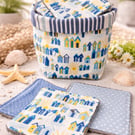 Liberty Beach Huts Reusable Make Up Wipes and Storage Basket Set