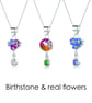 Sterling Silver Birthstone Necklace with Forget-Me-Not Flowers