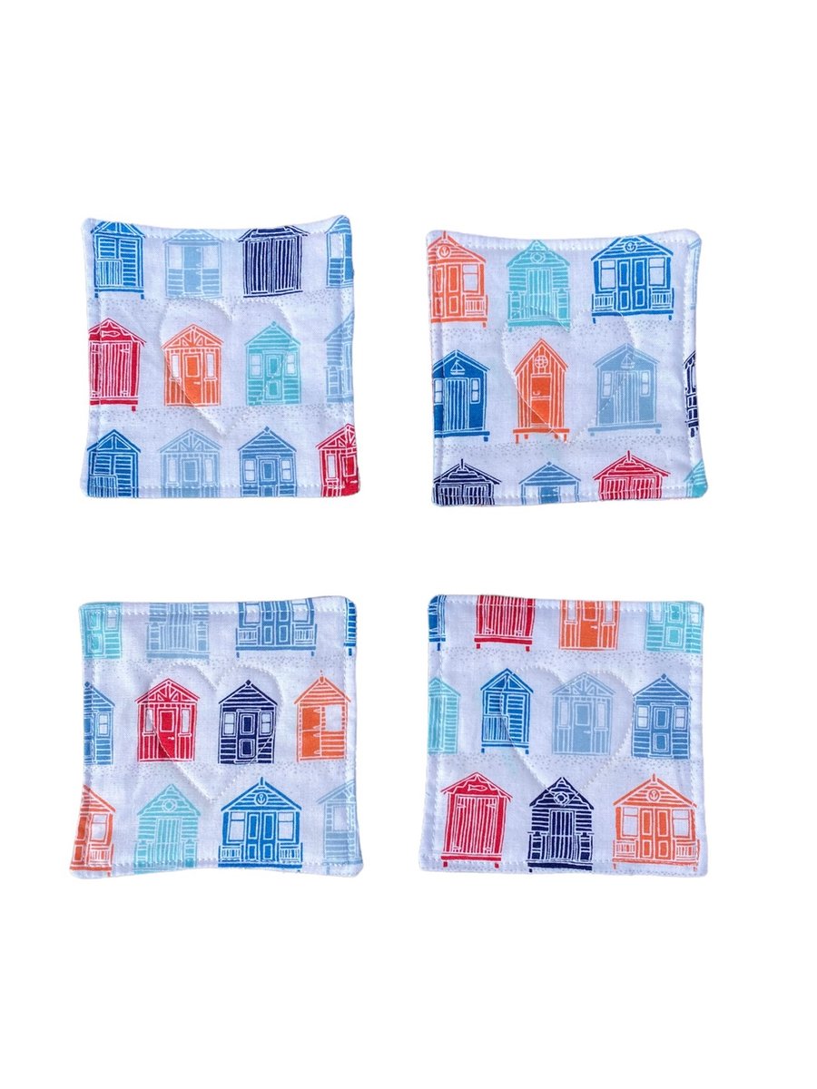 Beach Hut themed quilted coasters (set of 4)