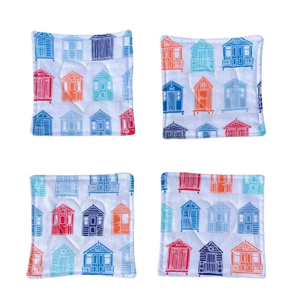 Beach Hut themed quilted coasters (set of 4)