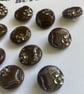 12 Vintage Czech Glass Brown and Silver Glass Buttons - 14mm - Image 3