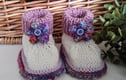 HAND KNITTED DESIGNER BABY BOOTIES and LEG WARMERS