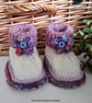 Designer 90% & 75% Merino Wool Baby Girl's Flower Booties 3-9 months size