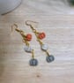 Pumpkin Drop Earrings, Silver or Gold, Handmade Polymer Clay - Image 5