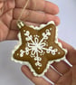 Christmas Tree Decorations Gingerbread Style Hand Painted Star - READY TO SHIP