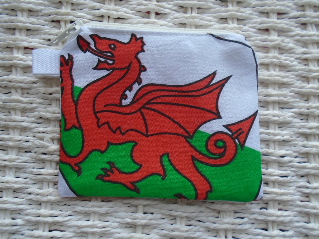 Welsh Flags Cotton Coin Purse or Card Holder.