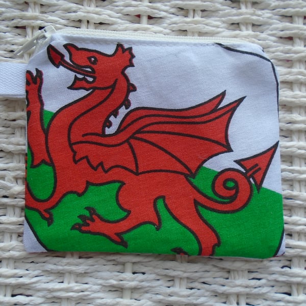 Welsh Flags Cotton Coin Purse or Card Holder.