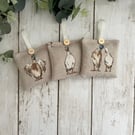 Lavender Sachets: Set of 3 in Duck Cotton Rich Linen Fabric, Sleep