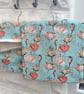 Lined Peg Bag - Green Flowers Cotton Fabric - Wood Hanger - Image 2