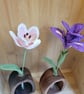 Crochet Flower in Wooden Vase – Iris or Parrot Tulip - Image 2