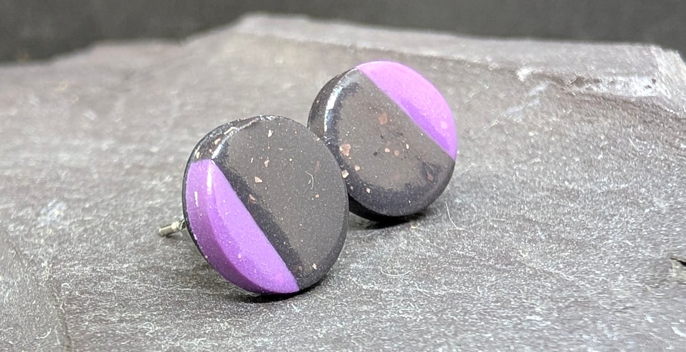 Small charcoal and purple studs 