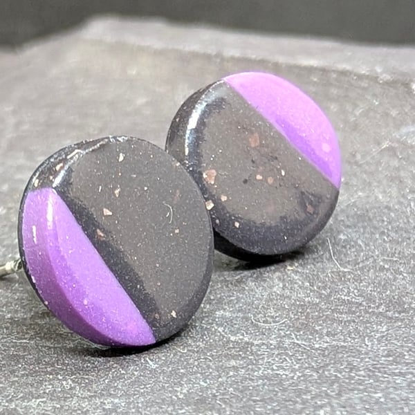 Small charcoal and purple studs 