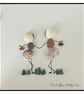 Handmade Sea Glass & Shell Shopping Friends Picture - Framed 8x8 Coastal Pebble 