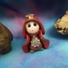 Princess 'Henn' Tiny Royal Gnome with Crown Jewels OOAK Sculpt by Ann Galvin