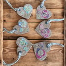 Set of 6 Cork Heart Gift Tags  – Japanese Inspired Mini Heart Gift Tags