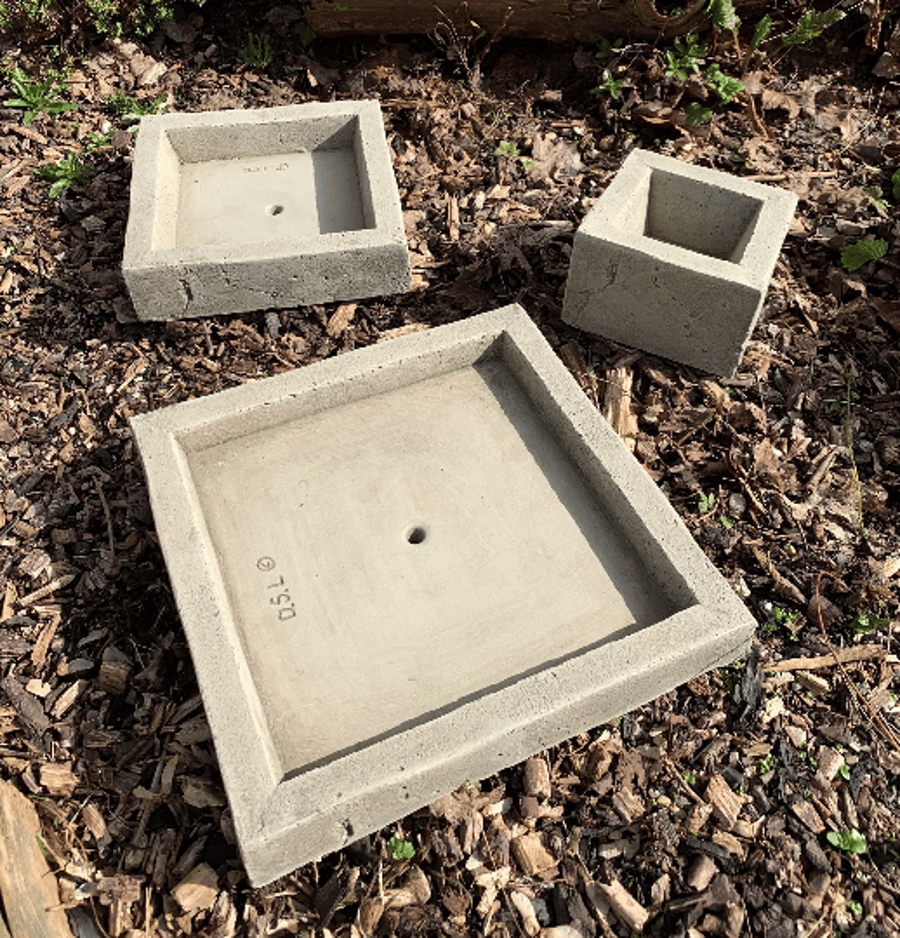 Set of 3 Square Planters for Succulents, Bonsai and Small Flowers