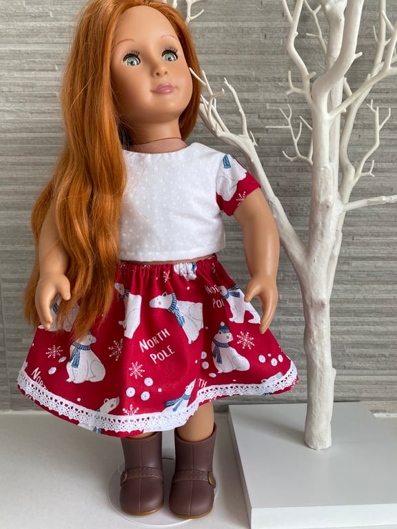 Dolls Red Polar Bear Skirt and Top