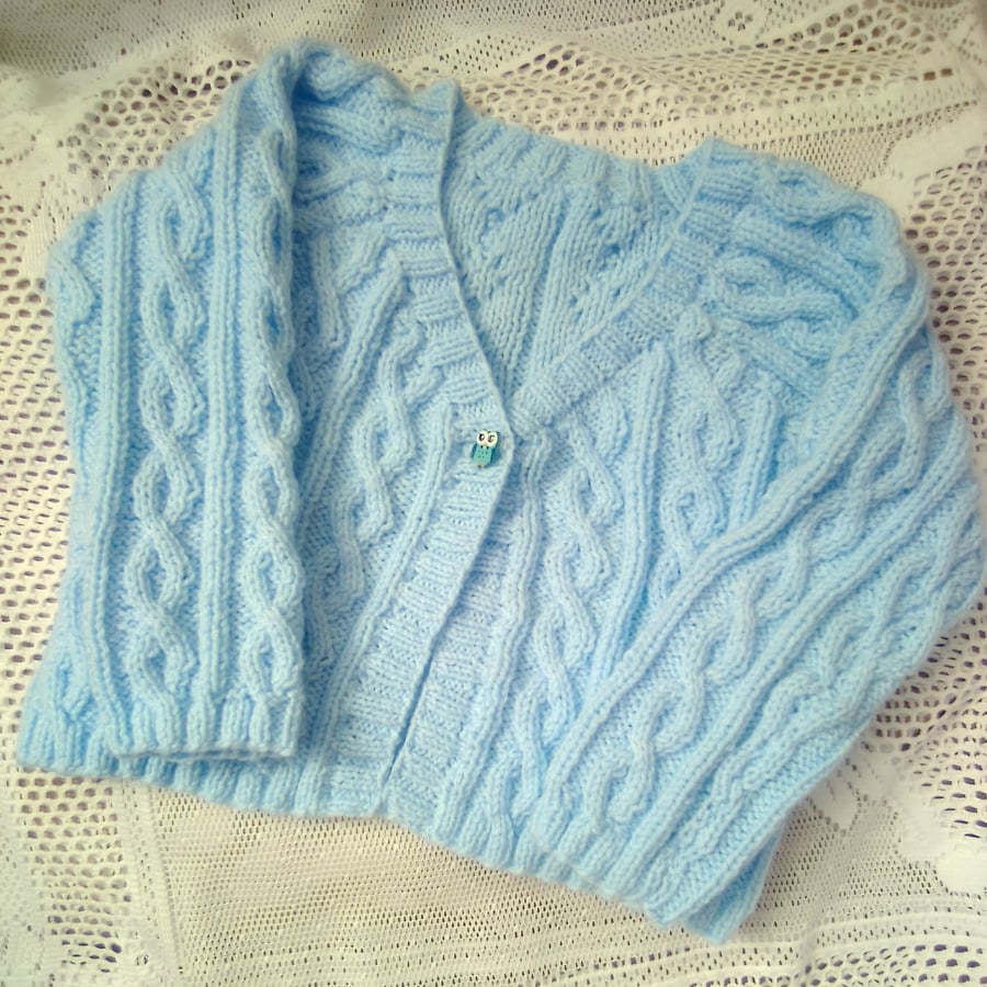 Girl's Knitted Cabled Cardigan, Aran Cardigan, Gift Ideas for Girls