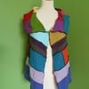 Waistcoat from Patchwork Up-cycled Jumpers. Small to Medium. Multicoloured