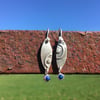 Silver Leaf Shape and Lapis Lazuli Dangle Earrings