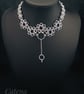Chainmail Collar O-Ring Necklace: Stainless Steel Floral Lace Choker with Spike