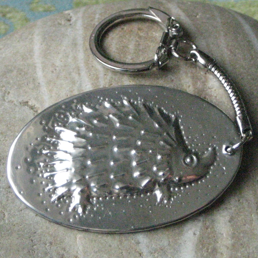 Handmade Silver Pewter Hedgehog Keyring