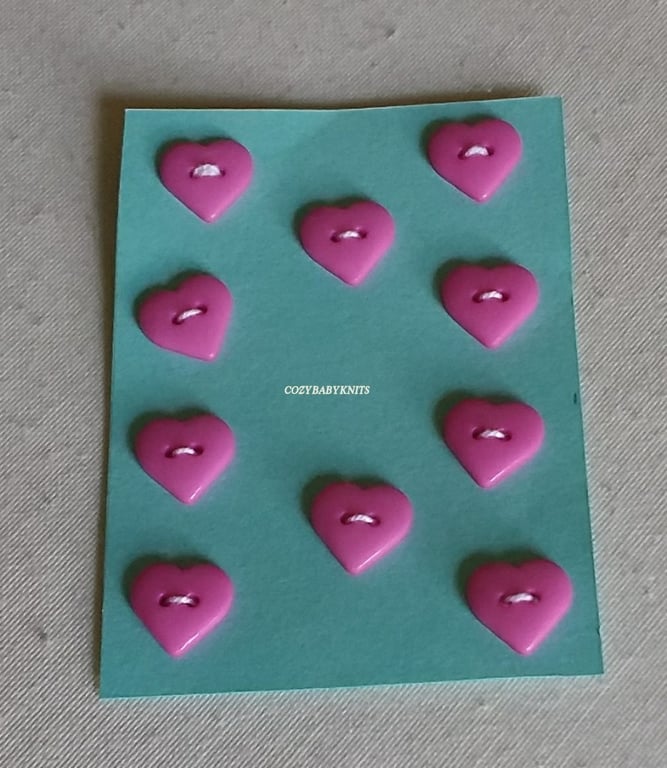PINK PLASTIC HEART BUTTONS