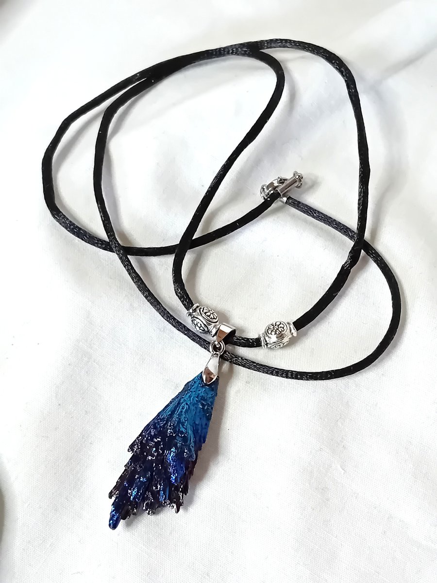 Blue Aura  Black Kyanite Necklace