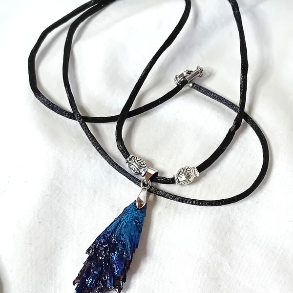 Blue Aura  Black Kyanite Necklace