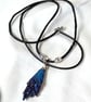 Blue Aura  Black Kyanite Necklace