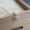 Sterling silver snowflake pendant, Tiny festive necklace