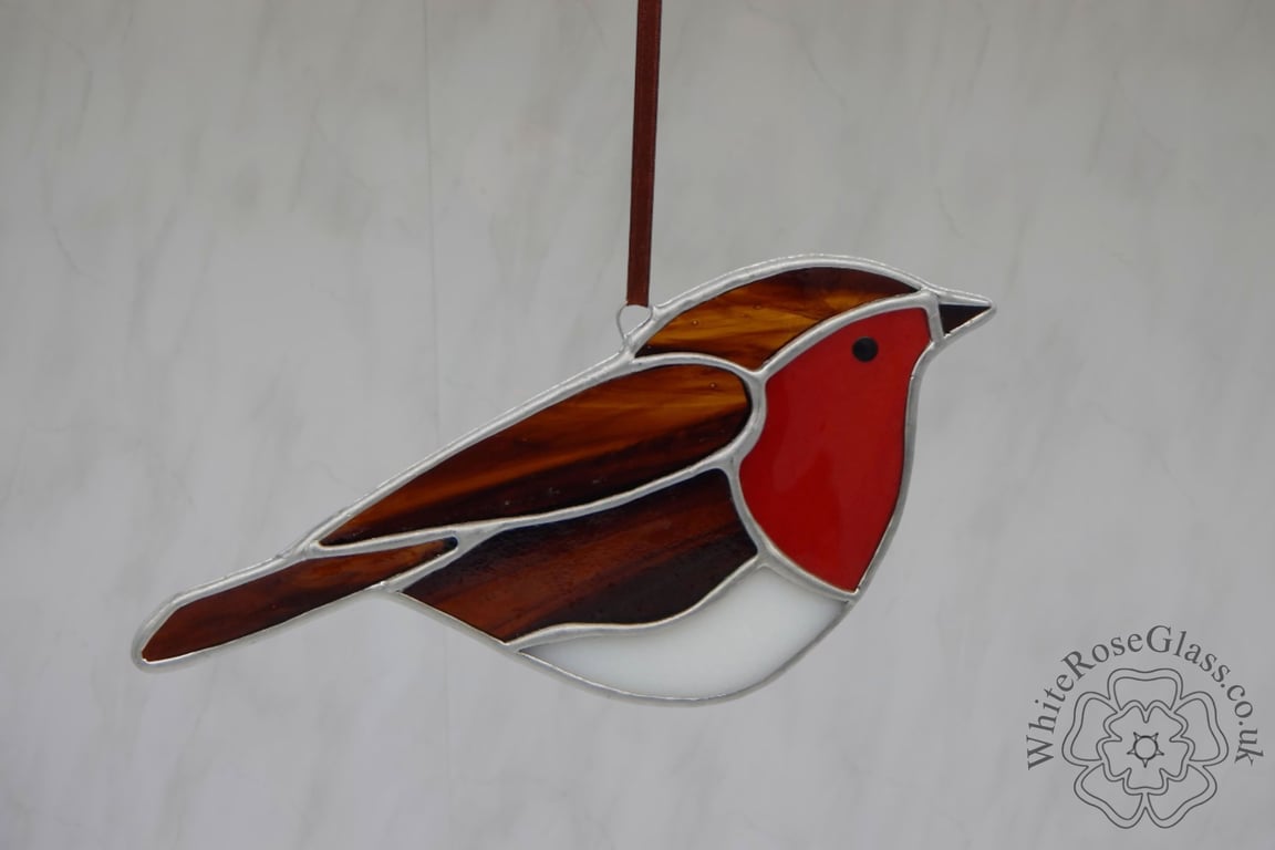 Stained Glass Robin Suncatcher British Birds Ornament