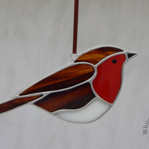 Stained Glass Robin Suncatcher British Birds Ornament