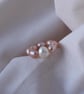 Pale Pink Rice Freshwater Pearl Elastic Ring Band - Natural Pearls - Image 1