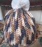 Child's crochet beanie with bobble 12 to 18mths