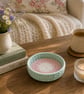 Handmade Coiled Cotton Macrame Cord Basket, Mint Green & Blush Pink Trinket Tray