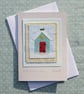 Little Shed in Snow, hand-stitched textile hand-dyed fabrics and fine embroidery - Image 3