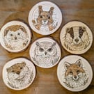 Woodland Animal Wood Slice Decoration - Hand-Burned Pyrography Wildlife Gift