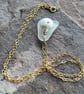 Sea Glass and Coin Pearl Pendant - 18 inch Gold Filled Cable Chain  - Image 5